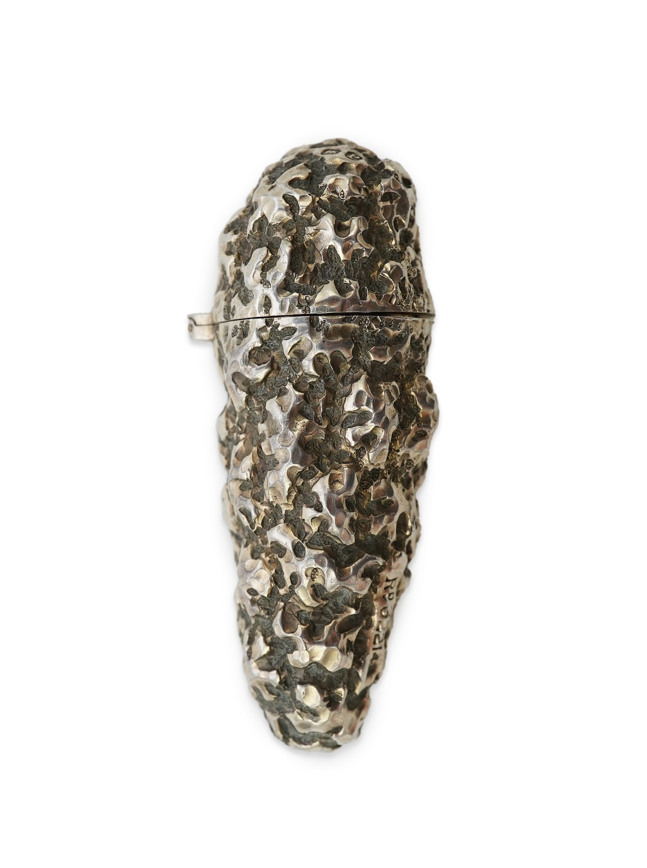 A late Victorian novelty silver scent flask, modelled as a 'gold nugget' by George Ward